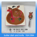 Christmas gift snowman design ceramic butter dish and knife